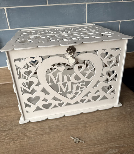 White wooden wedding card box - wooden,