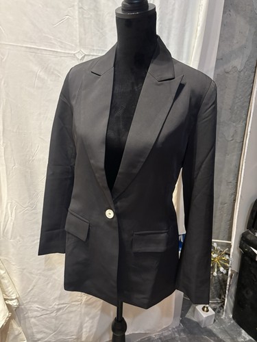 Ladies black blazer button - ladies, blazer,