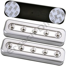 2 X SILVER 5 LED STRIP PUSH