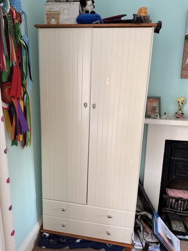 Cream wood wardrobe and - cream,