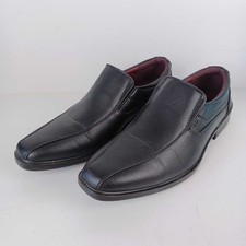 AM Shoe Company Mens Slip On Shoes UK Size 9 Black Leather Lightweight Loafer