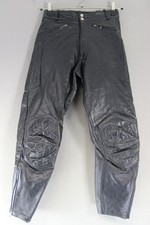 VINTAGE BRITISH MADE RIVETTS OF LONDON LEATHER BIKER TROUSERS: WAIST 28"/LEG 27"