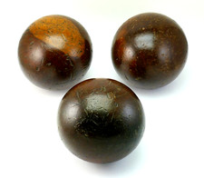 SET 3 ANTIQUE 18thC GEORGIAN GEORGE III TREEN LIGNUM VITAE BOWLING BOWLS BALLS