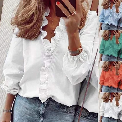 Women vintage ruffle blouse - women's,