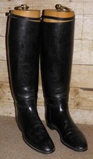 English Made Black Leather Equestrian Riding Boots & Boot Trees - UK Size 6 Wide