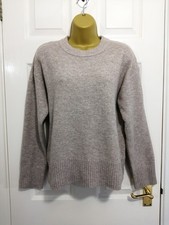 NEW LOOK Size S (8-10) Beige Marl Jumper Crew Neck Soft Comfort Knitwear