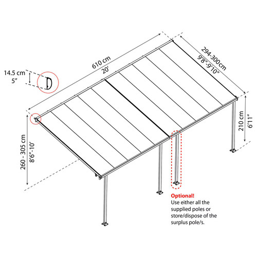 Patio veranda cover 3x6m grey - cover,