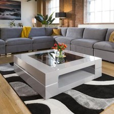 Large Square Grey Gloss Coffee