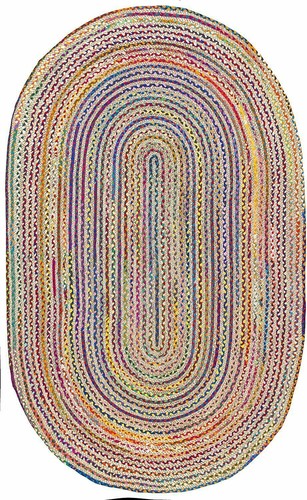 Rug jute cotton oval carpet - rug,