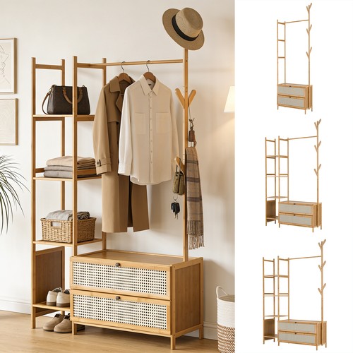 Bamboo clothes rail rack - bamboo,