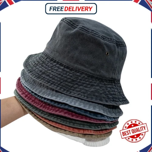 Stonewashed cotton bucket hat - stonewashed,