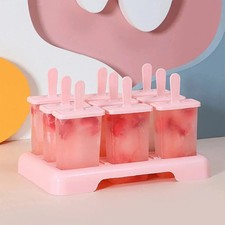 9x Ice Lolly Cream Maker Mold Tray DIY Popsicle Mould Yogurt Icebox with Sticks