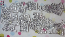 7 Clear Acrylic Stamps MERRY & BRIGHT Christmas Tree Reindeer  Santa Elf + more