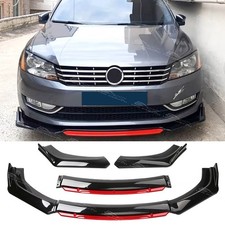 For VW Passat B8 B9 Gloss Black Red Front Bumper Splitter Spoiler Lip Body Kit