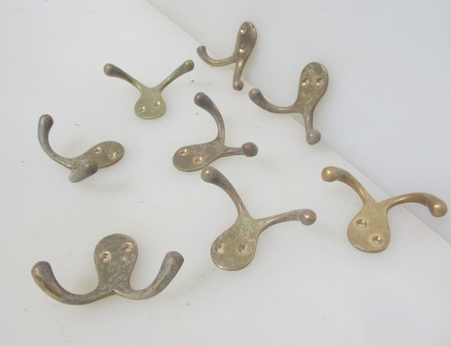 Vintage brass coat hook double - coat,