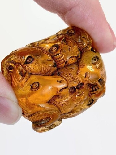 Amber pendant bead carved - pendant,,