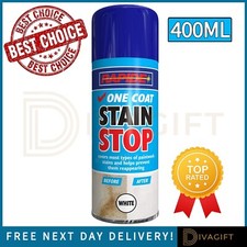 WHITE STAIN STOP SPRAY ONE COAT BLOCKER AEROSOL DAMP MOULD PREVENT PAINT 400ML 