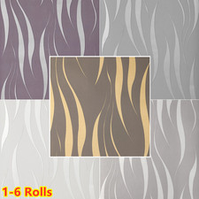 1-6x 3D Damask Water Wave Wallpaper Non-Woven Fabric LivingRoom Hallway Decor