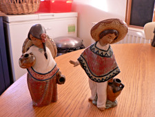 2 LOVELY LLADRO 2140 & 2141 "PEDRO & PEPITA" MEXICAN FIGURES. GRES . PERFECT