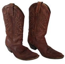 Sancho Leather Cowboy Boots Embroidered Western Style Brown Size 39 UK 6