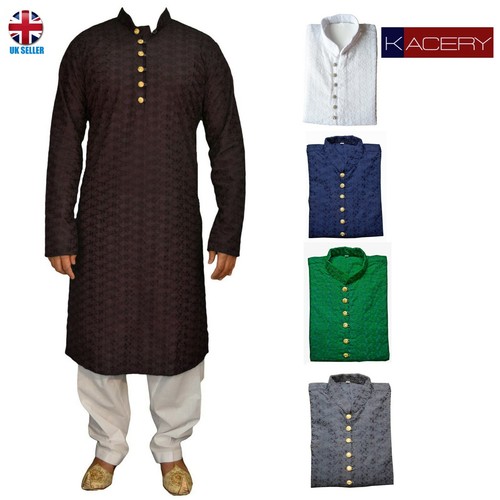Mens black chicken kurta - chicken,