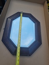 Vintage Smallish  Oak Framed Wall Mirror 8 Sided Please Read 