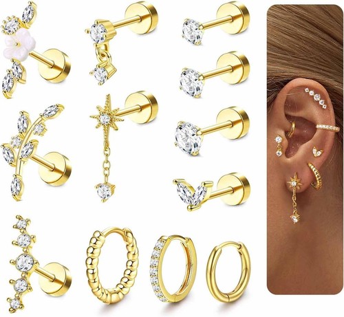 14k gold cartilage earrings - 14k,