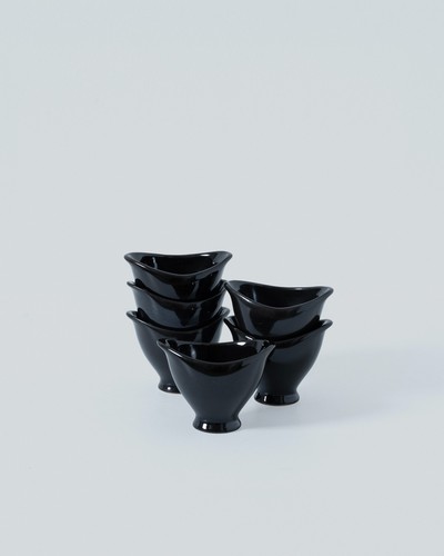 1980s black ceramic egg cups - 1980s,