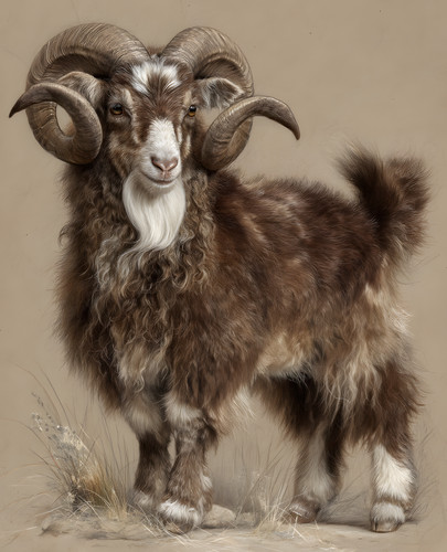 Four horned jacob - four-horned, standing