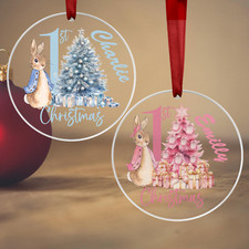 Personalised Baby's First Christmas Bauble Tree Ornaments Gift For Baby Girl Boy