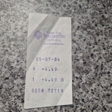 Old Till Receipt - W.H. Smith - Carlisle, Cumbria - 1984