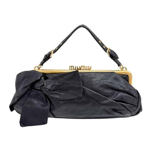 Miu bow black leather - miu,