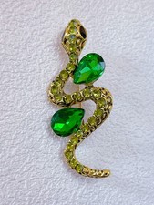 Sparkly Green Snake Brooch Pin