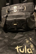 Tula Black Leather Handbag  with gold coloured hardware. New without Tags