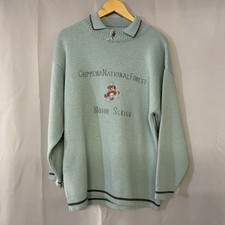 Vintage Chippewa National Forest Motor Sleigh Wool Jumper Retro Green Small