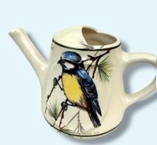 Brixham Pottery Jug With Blue Tit & Great Tit Symmonds Yat Decoration 1970’s 