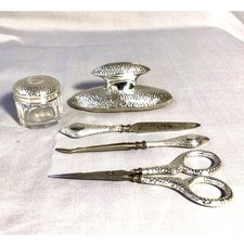 Antique Superb 1909 Solid Silver Manicure Set Hallmarked Boots Pure Drug Co.