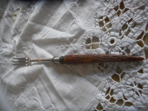 Antique pickle fork - ,, horn