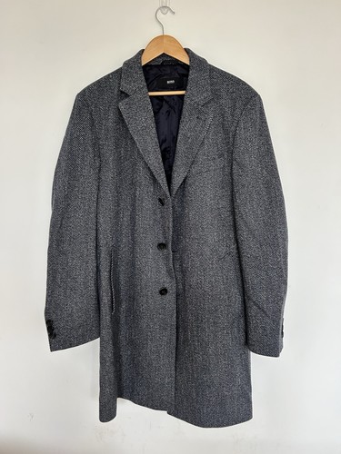 Boss herringbone wool coat - herringbone,
