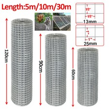 5-30M Galvanised Chicken Wire Mesh Netting Rabbit Cage Aviary Fence Plant Net 