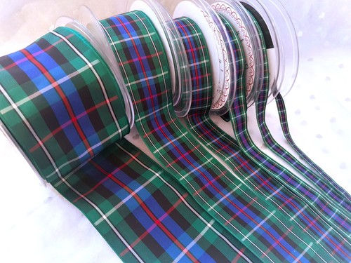 Berisfords rose tartan ribbon - ,