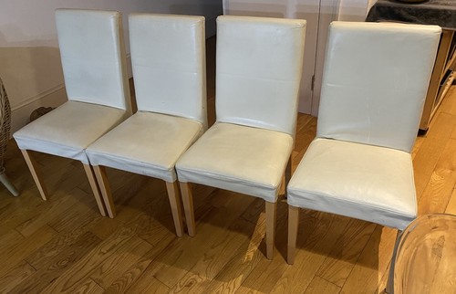 Four cream real - leather, dining