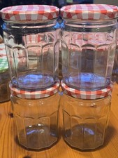 4 Extra Large Bonne Maman 750g Glass Jars Red Gingham Lids Empty Crafts Gifting