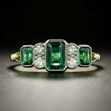 Art Deco Ring 3.00 Ct Emerald