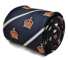navy dark blue tie with crown