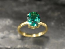 2.50 Ct Oval Cut Natural Emerald & Diamond Valentine Ring 18k Yellow Gold 7