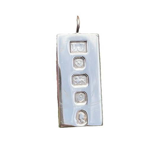 Sterling silver ingot pendant - silver,