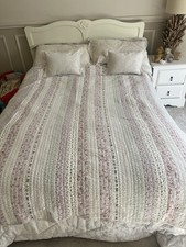 Reversible Vintage Floral Quilt Throw Bedspread Cottagecore Double Bed