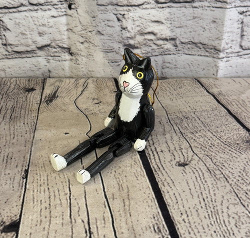 10cm black white cat - black, sitting