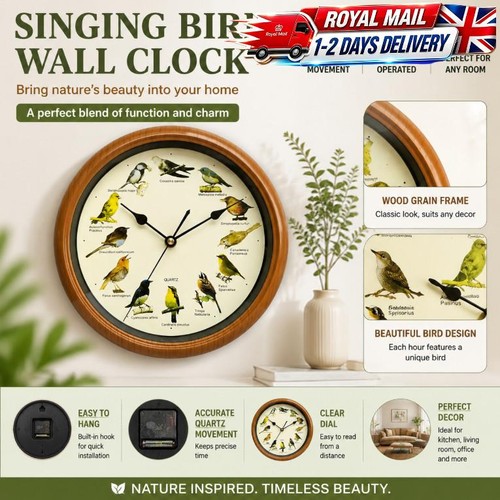 Singing bird wall clock - singing,